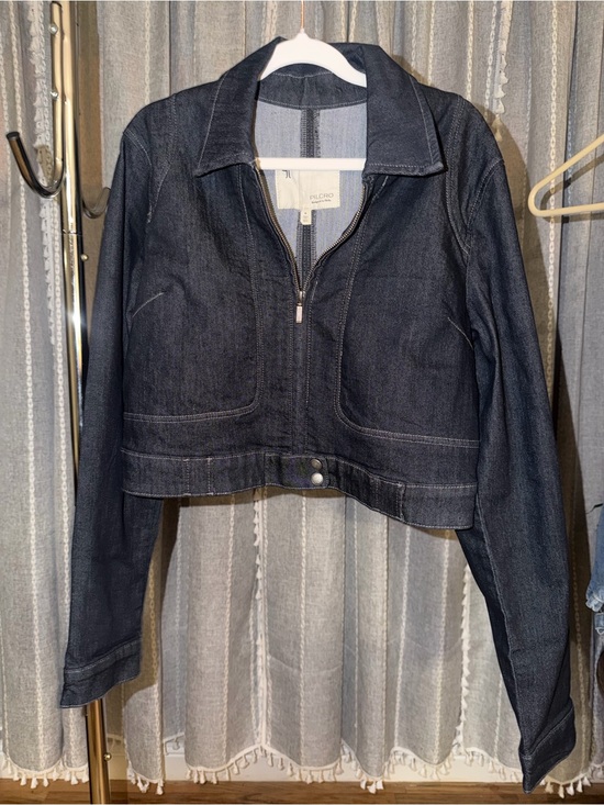 Pilcro Jackets & Blazers - Pilcro Dark Indigo Zip-Front Denim Jacket